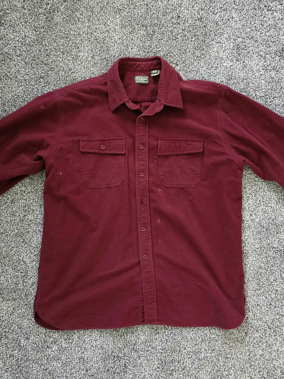 vintage L.L. Bean Men's Button-Down Shirt in Deep Wine